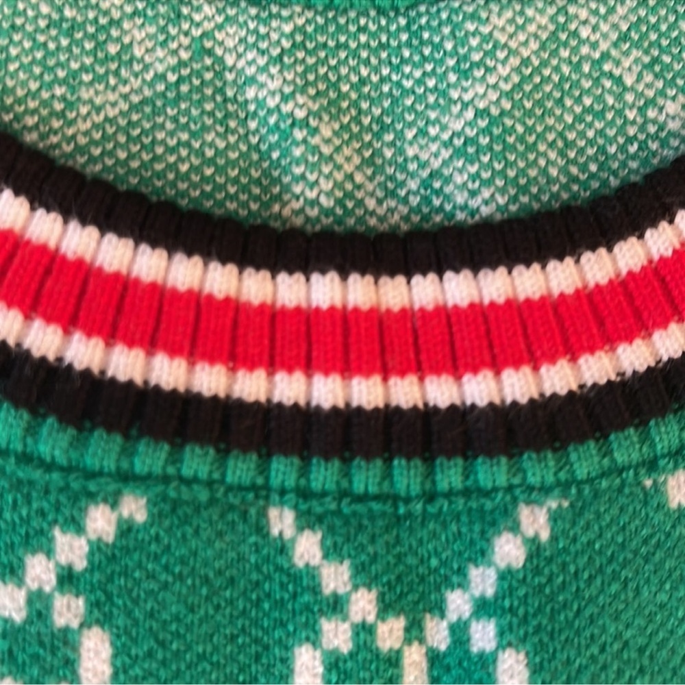 Green Patterned Crew Neck Sweater - image 8